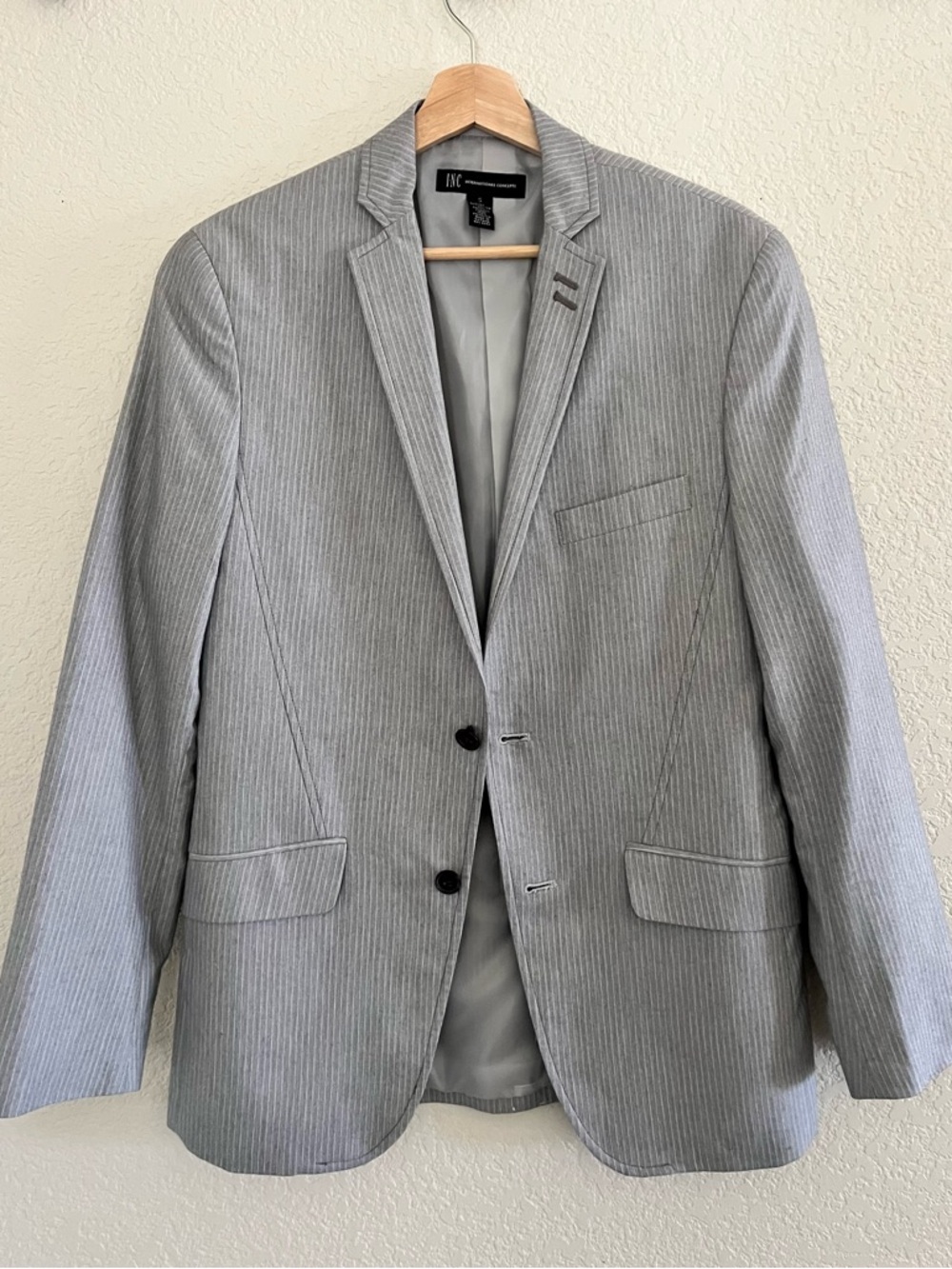 INC International Concepts Light Gray Pinstripe Blazer